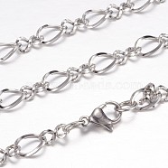 304 Stainless Steel Curb Chain Necklaces, with Lobster Claw Clasps, Stainless Steel Color, 19.2 inch(49cm)(STAS-P101-08P)