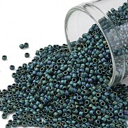 TOHO Round Seed Beads, Japanese Seed Beads, (706) Matte Color Iris Teal, 15/0, 1.5mm, Hole: 0.7mm, about 3000pcs/10g(X-SEED-TR15-0706)