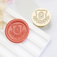 Golden Tone Round Wax Seal Brass Stamp Heads, for Wax Seal Stamp, Flower with Letter Pattern, Letter Q, 20x14mm, Inner Diameter: 7mm(AJEW-Z034-02G-Q)