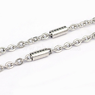 304 Stainless Steel Cable Chains, with Column Connectors, Unwelded, Flat Oval, Stainless Steel Color, 3x0.8x3.8mm(CHS-L001-87B)