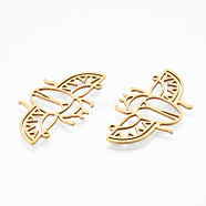 201 Stainless Steel Pendants, Cicada, Real 18K Gold Plated, 22x38.5x1mm, Hole: 1.4mm(STAS-N090-LA926-2)
