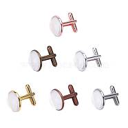 PandaHall Elite Rack Plating Brass Cuff Button, Cufflink Findings Cabochon Settings for Apparel Accessories and Transparent Glass Cabochons, Mixed Color, 7.4x7.3x2.5cm, 24pcs/box(KK-PH0035-48)