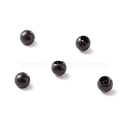 202 Stainless Steel Beads, Half Drilled, Round, Electrophoresis Black, 4x3.5mm, Half Hole: 2mm(STAS-M295-01EB-05)
