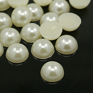 Acrylic Cabochons, Imitation Pearl, Half Round/Dome, Creamy White, 10x5mm, about 1000pcs/bag(OACR-C004-10x5mm-22)