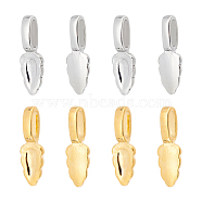 Unicraftale 8Pcs 2 Style 304 Stainless Steel Glue-on Flat Pad Pendant Bails, Golden & Stainless Steel Color, 23x7.5x1.5~6mm, Hole: 3~3.5x7~7.5mm, Tray: 3x7mm, 4Pcs/style(STAS-UN0039-95)