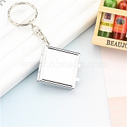 Iron Folding Mirror Keychain, Travel Portable Compact Pocket Mirror, Blank Base for UV Resin Craft, Square, 8cm, Square: 35x35x8mm, Ring: 25x2.5mm(DIY-D079-01B)