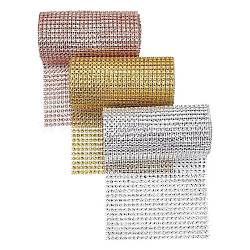 24 Rows Plastic Mesh Rhinestone Trimming, Rhinestone Cup Chains, Mixed Color, 121x1mm, 3 colors, 2yards/roll,  3roll/set(DIY-CA0001-44)