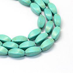 Synthetic Turquoise Bead Strands, Dyed, Twist Rice, Turquoise, 17.5~18x8x8mm, Hole: 1.5mm, about 23pcs/strand, 15.1 inch(TURQ-S282-12)