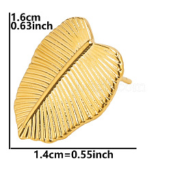 304 Stainless Steel Leaf Stud Earrings for Women, Golden(BE5708-6)