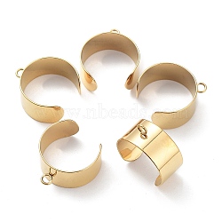 Stainless Steel Open Cuff Finger Ring Components, Loop Ring Base, Golden, US Size 8 1/2(18.5mm), 10mm, Hole: 2.4mm(STAS-WH0029-40B-G)