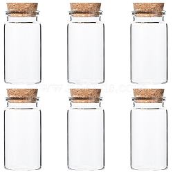 Glass Jar Glass Bottles Bead Containers, with Cork Stopper, Wishing Bottle, Column, Clear, 3.7x7cm, Inner Diameter: 3cm, Capacity: 50ml(1.69fl. oz), 6pcs/set(AJEW-SP0003-91A)