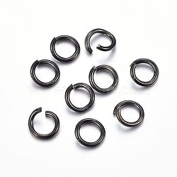 304 Stainless Steel Open Jump Rings, Electrophoresis Black, 18 Gauge, 7x1mm, Inner Diameter: 5mm(STAS-H467-03B-7MM)