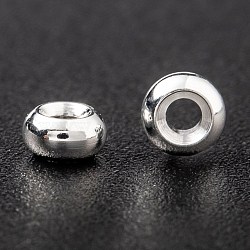 Brass Spacer Beads, Long-Lasting Plated, Flat Round, 925 Sterling Silver Plated, 3.5x2mm, Hole: 1mm(KK-H759-10D-S)