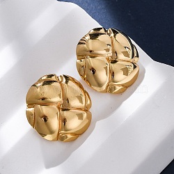 304 Stainless Steel Stud Earrings for Women, Ion Plating(IP), Flat Round, Real 18K Gold Plated, 21mm(EJEW-L296-029G)