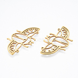 201 Stainless Steel Pendants, Cicada, Real 18K Gold Plated, 22x38.5x1mm, Hole: 1.4mm(STAS-N090-LA926-2)