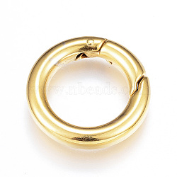 Ion Plating(IP) 201 Stainless Steel Spring Gate Rings, O Rings, Ring, Real 18K Gold Plated, 20.5x3.5mm, Inner Diameter: 13mm(STAS-G104-04G)