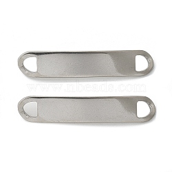 201 Stainless Steel Links/Connectors, Curved Oval, Stamping Blank Tag, Stainless Steel Color, 42x8x1mm, Hole: 5mm(STAS-S158-09C-P)