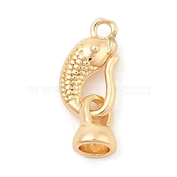 Brass Hook and S-hook Clasps, Fish, Real 18K Gold Plated, 20mm, Hole: 1.8mm(KK-C080-06G)