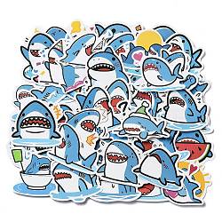 50Pcs PVC Waterproof Shake Stickers, for Suitcase, Skateboard, Refrigerator, Helmet, Mobile Phone Shell, Shark, 43~51x31~54x0.2mm(STIC-D001-01C)