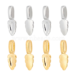 8Pcs 2 Style 304 Stainless Steel Glue-on Flat Pad Pendant Bails, Golden & Stainless Steel Color, 23x7.5x1.5~6mm, Hole: 3~3.5x7~7.5mm, Tray: 3x7mm, 4Pcs/style(STAS-UN0039-95)