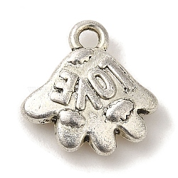 Tibetan Style Alloy Charms, Cadmium Free & Lead Free, Hand with Word Love, Antique Silver, 13.5x13x3mm, Hole: 1.6mm(TIBEP-L021-18AS)