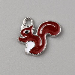 Alloy Enamel Pendants, Platinum, Squirrel, Brown, 16x18x1.5mm, Hole: 1.8mm(ENAM-SZC0003-01P)