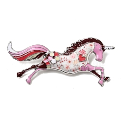 Unicorn Enamel Pins, Alloy Lapel Pins for Backpack Clothes, Platinum, Pink, 30.5x66mm(JEWB-L026-08P-01)
