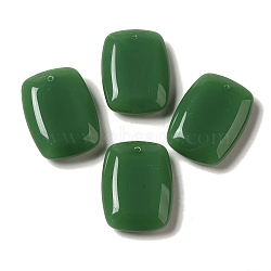 Glass Pendants, Imitation Gemstone, Rectangle Charms, Sea Green, 35x26x8mm, Hole: 1.6mm(GLAA-B017-08B-02)