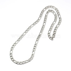 Tarnish Resistant Fashionable Matte 304 Stainless Steel Figaro Chain Necklaces for Men, with Lobster Claw Clasps, Stainless Steel Color, 21.65 inch(55cm)x6mm(X-STAS-A028-N017MP)