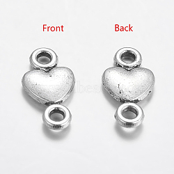 Tibetan Style Heart Links, Cadmium Free & Lead Free, Antique Silver, 15x8x2mm, Hole: 2mm(X-TIBE-23607-AS-RS)