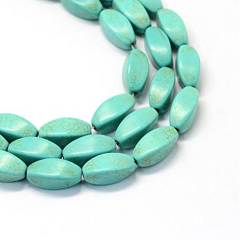 Synthetic Turquoise Bead Strands, Dyed, Twist Rice, Turquoise, 17.5~18x8x8mm, Hole: 1.5mm, about 23pcs/strand, 15.1 inch