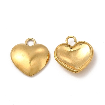 Ion Plating(IP) 304 Stainless Steel Charms, Heart Charm, Real 18K Gold Plated, 13x12x3mm, Hole: 1.8mm