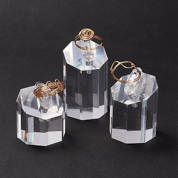 Acrylic Finger Ring Display Stands Set, Octagon, Clear, 3.1x3.1~3.2x4~5.9cm, 3pcs/set