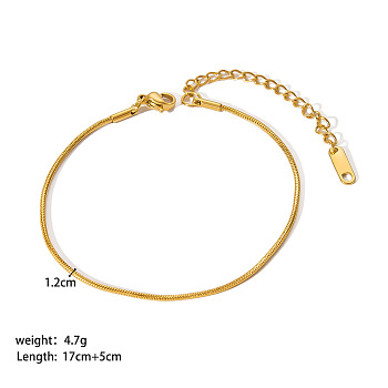 Stylish Titanium Steel Snake Chain Bracelets for Women, Real 18K Gold Plated, 6-3/4 inch(17cm)