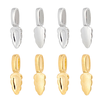 8Pcs 2 Style 304 Stainless Steel Glue-on Flat Pad Pendant Bails, Golden & Stainless Steel Color, 23x7.5x1.5~6mm, Hole: 3~3.5x7~7.5mm, Tray: 3x7mm, 4Pcs/style