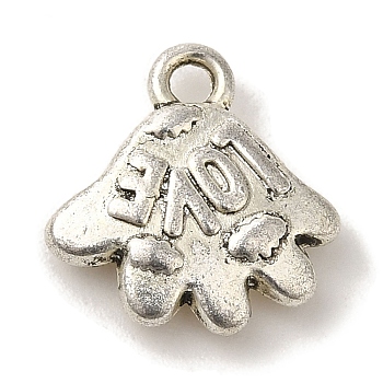 Tibetan Style Alloy Charms, Cadmium Free & Lead Free, Hand with Word Love, Antique Silver, 13.5x13x3mm, Hole: 1.6mm