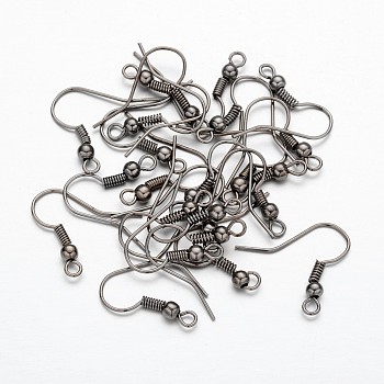 Iron Earring Hooks, with Horizontal Loop, Nickel Free, Gunmetal, 17~19x14mm, Hole: 2mm, Pin: 0.6mm