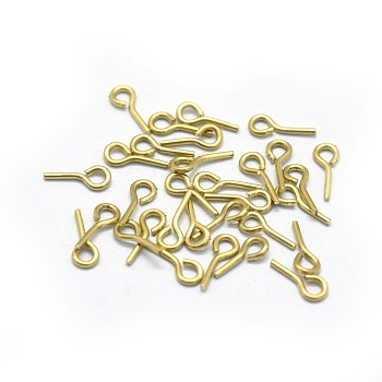 Brass Eye Pin Peg Bails, For Half Drilled Beads, Raw(Unplated), 8x3x0.5mm, Hole: 1.6mm, Pin: 0.5mm