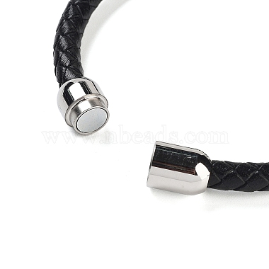 Natural Fuchsite Round Bead Braided Leather Cord Bracelets for Men Women(BJEW-A009-11P-01)-4