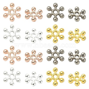 Mixed Color Snowflake Alloy Spacer Beads