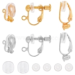 24Pcs 6 Style Brass Clip-on Earring Findings, Screw On Clip-on Earring Findings, with 24Pcs Comfort Silicone Earring Pads, Platinum & Golden, 12~19x6~14x3~10mm, Hole: 1~1.6mm, 4Pcs/style(DIY-SC0021-30)