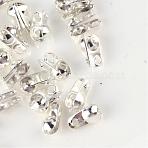 Iron Bead Tips, Calotte Ends, Cadmium Free & Lead Free, Clamshell Knot Cover, Silver Color Plated, 8x6x4mm, Hole: 2mm, 4.5mm inner diameter(IFIN-R119-03S)