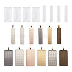 DIY Rectangular Pendant Making Kits, Including Alloy Pendant Cabochon Settings, Transparent Glass Cabochons, Antique Bronze & Antique Silver & Gunmetal & Platinum & Rose Gold & Light Gold, Settings: 60.5~61x12~28.5x2~3mm, Hole: 3.5~4x5.5~6.5mm, 24pcs/set(DIY-TA0008-91)
