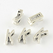 Antique Silver Plated Alloy Letter Slide Charms, Lead Free & Cadmium Free, Letter.K, 10x5x4mm, Hole: 7x2mm(X-TIBEP-S296-K-RS)