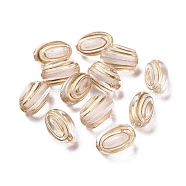 Plating Transparent Acrylic Beads, Golden Metal Enlaced, Oval, Clear, 11.5x7.5x7.5mm, Hole: 1.5mm, 185pcs/500g(OACR-P013-11)