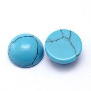 Dyed Synthetic Turquoise Half Round Dome Flat Back Cabochons, Deep Sky Blue, 8x4mm(X-G-L388E-01)