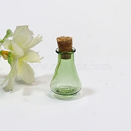 Empty Small Glass Cork Bottles, Wishing Bottle, Lime Green, 1.6x2.7cm(PW-WG72592-10)
