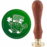 Brass Wax Seal Stamp with Handle, for DIY Scrapbooking, Saint Patrick's Day Themed Pattern, 3.5x1.18 inch(8.9x3cm)(AJEW-WH0184-0800)