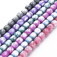Opaque Baking Painted Glass Beads Strands, Imitation Stones, Faceted, Column, Mixed Color, 5.5x5.5mm, Hole: 1mm, about 70pcs/strand, 15.94 inch(40.5cm)(EGLA-N006-008-A)