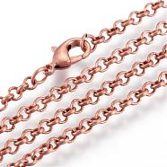 Iron Rolo Chains Necklace Making, with Lobster Clasps, Soldered, Red Copper, 23.6 inch(60cm)(MAK-R015-60cm-R)